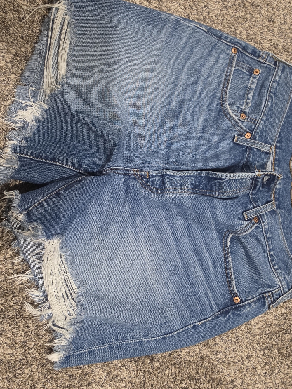 Levi's 501's Distressed High-Waist Denim Shorts - Blue